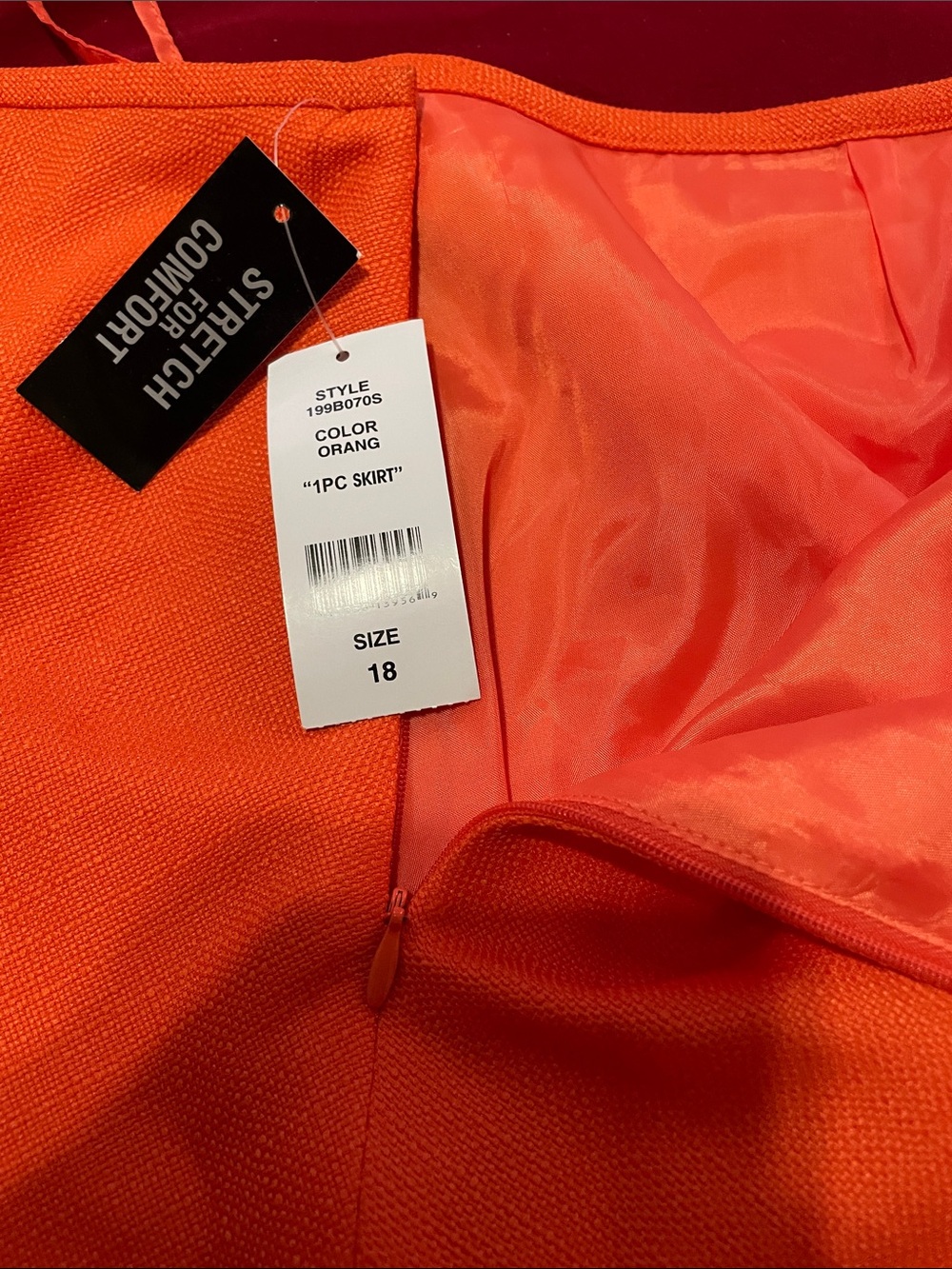 Women's Orange Midi Skirt with Satin Lining